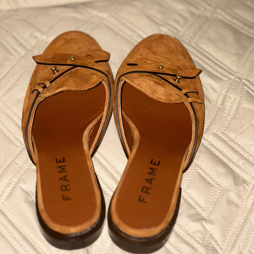 Frame Denim Women's Brown Suede Mules